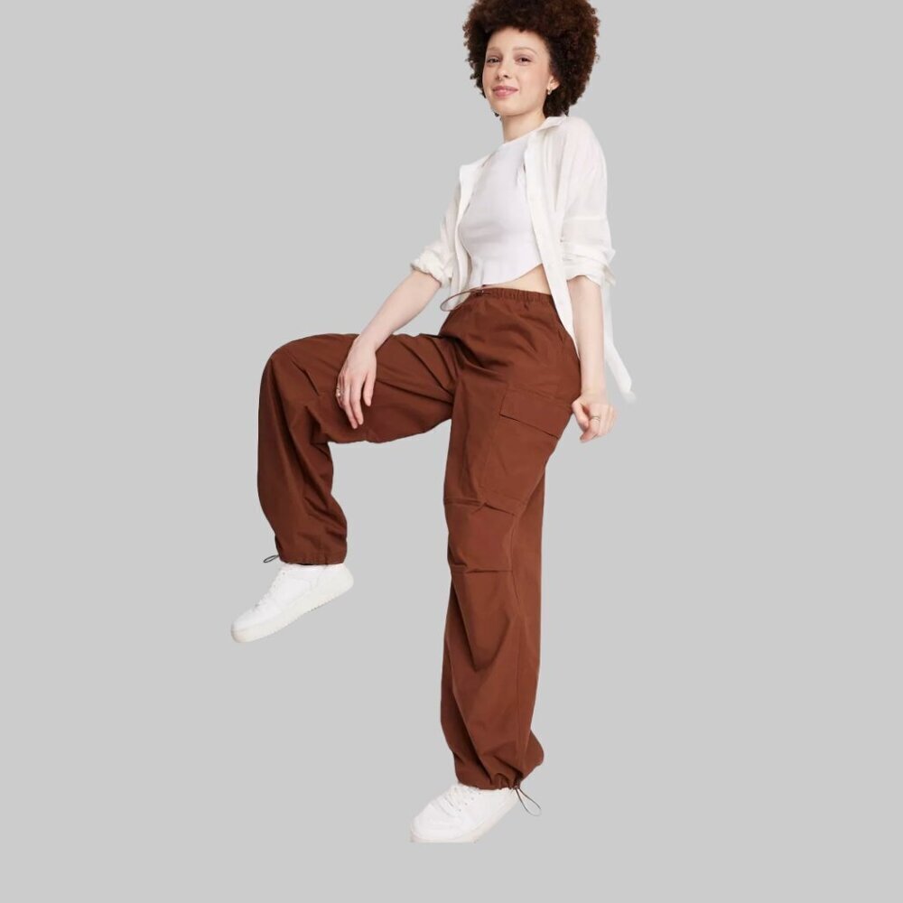 NWT Wild Fable Women's Mid-Rise Wide Leg Parachute Pants Size Small